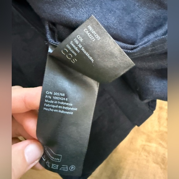 COS linen navy blue basic long sleeve button down shirt - Picture 7 of 8